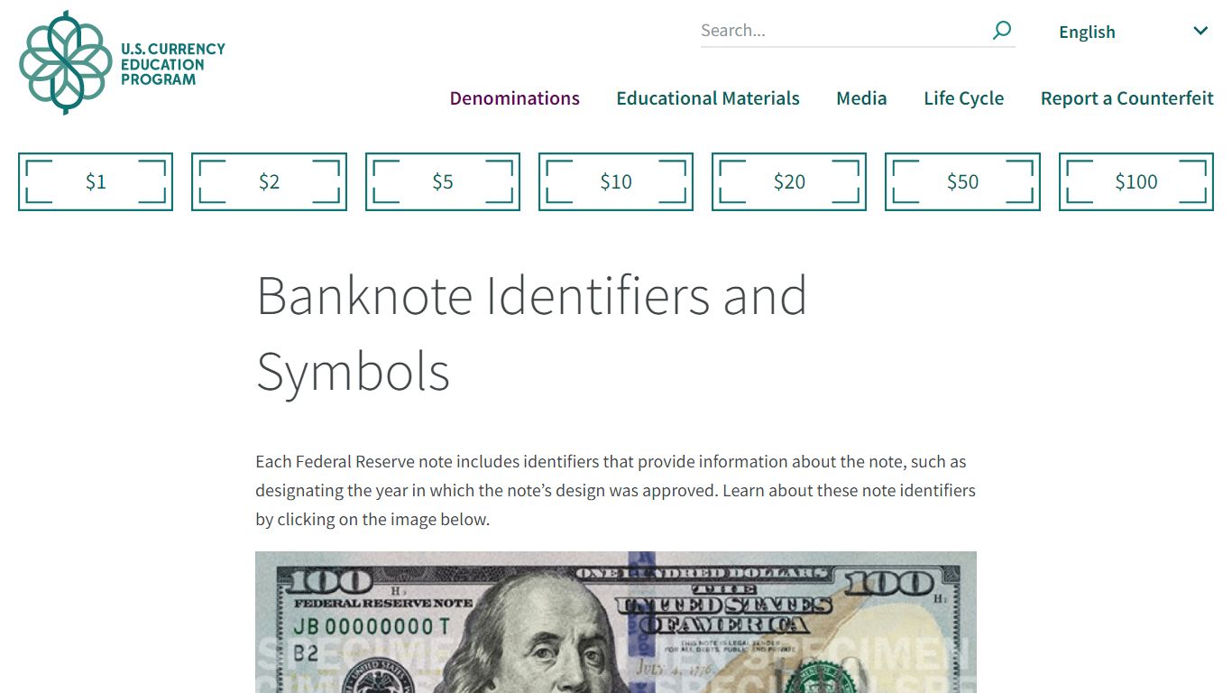 Identifying Banknotes | U.S. Currency Education Program